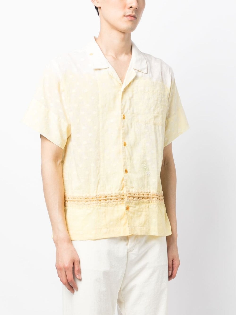 crochet-knit short-sleeved shirt - 4