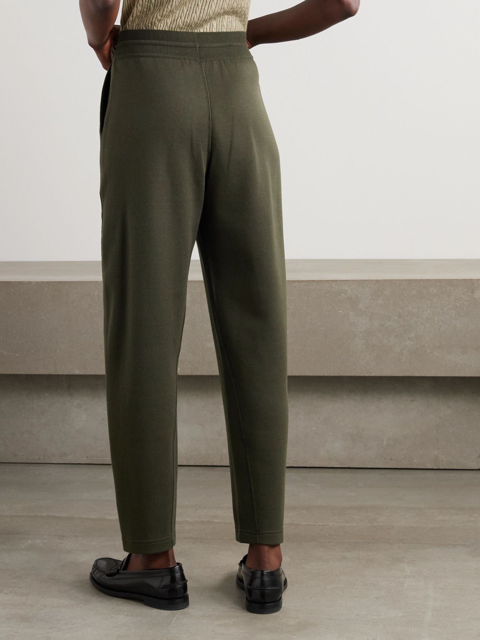 Viera cotton, silk and cashmere-blend jersey track pants Dark green - 3