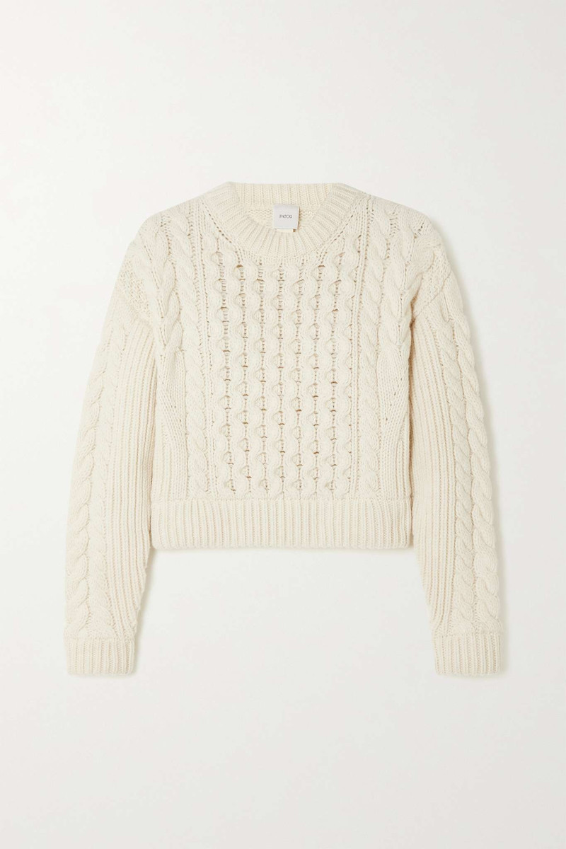 Cropped cable-knit wool sweater - 1