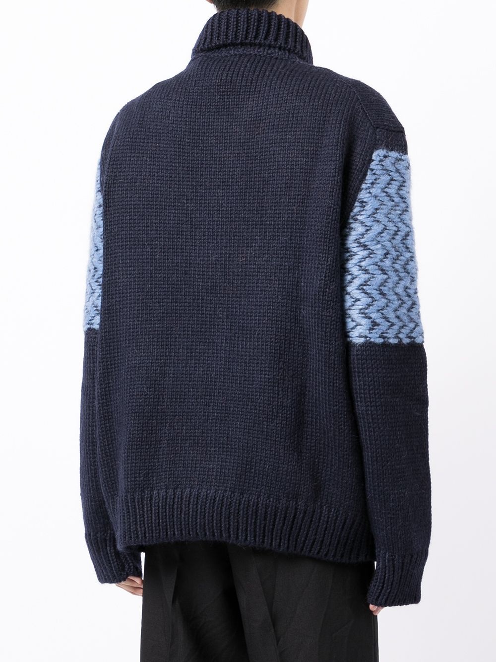 exploded woven check intarsia-knit jumper - 4