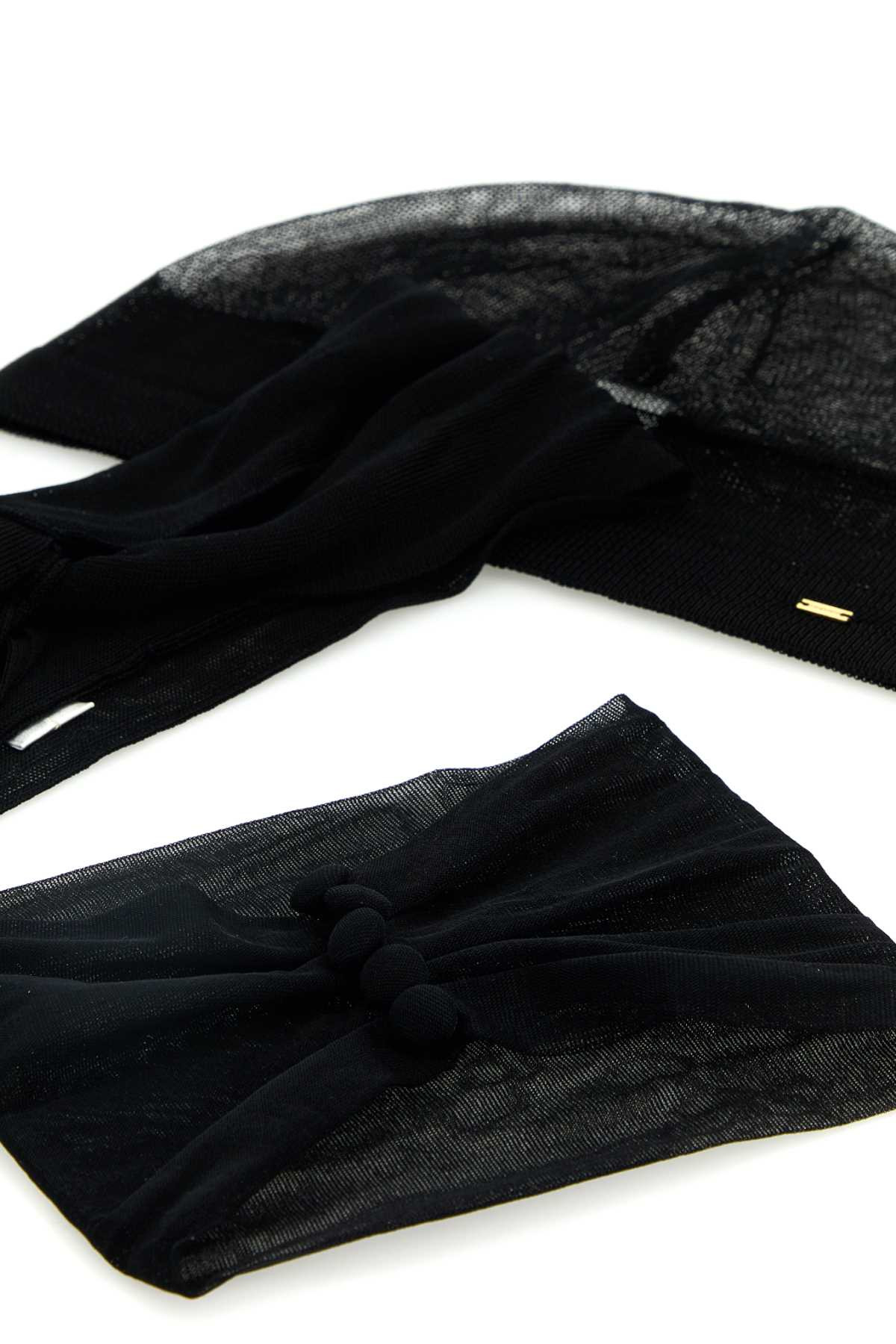 Saint Laurent Women Black Viscose Hat, Headband And Choker Set - 2