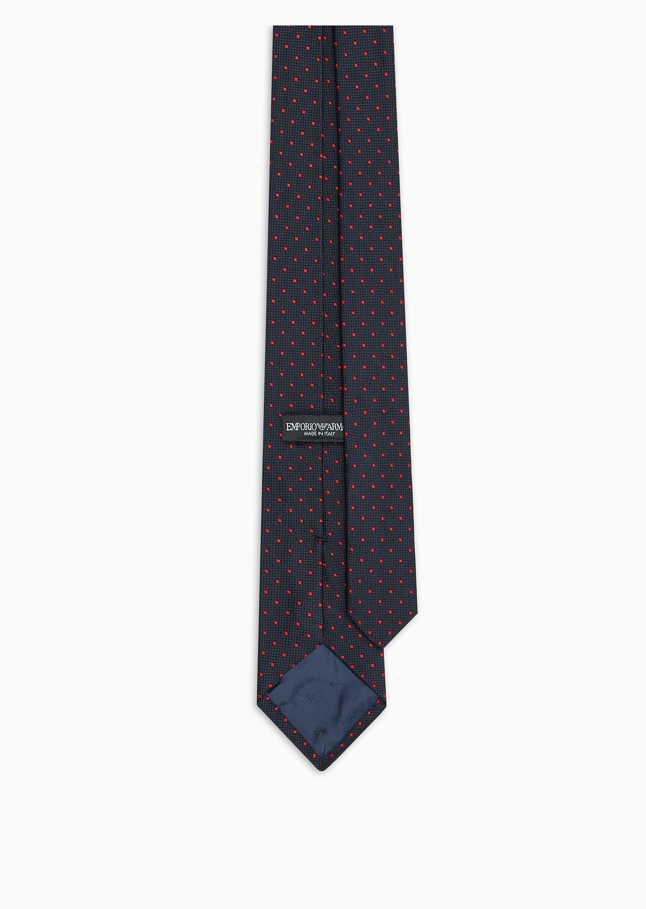 Pure silk tie with jacquard polka dot-effect micro-check - 2