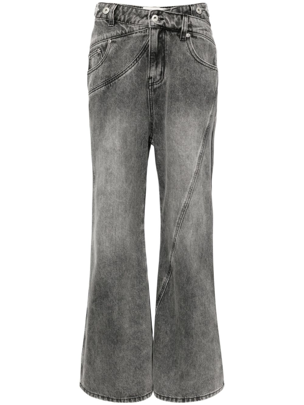 FENG CHEN WANG cross-waistband straight-leg jeans | REVERSIBLE