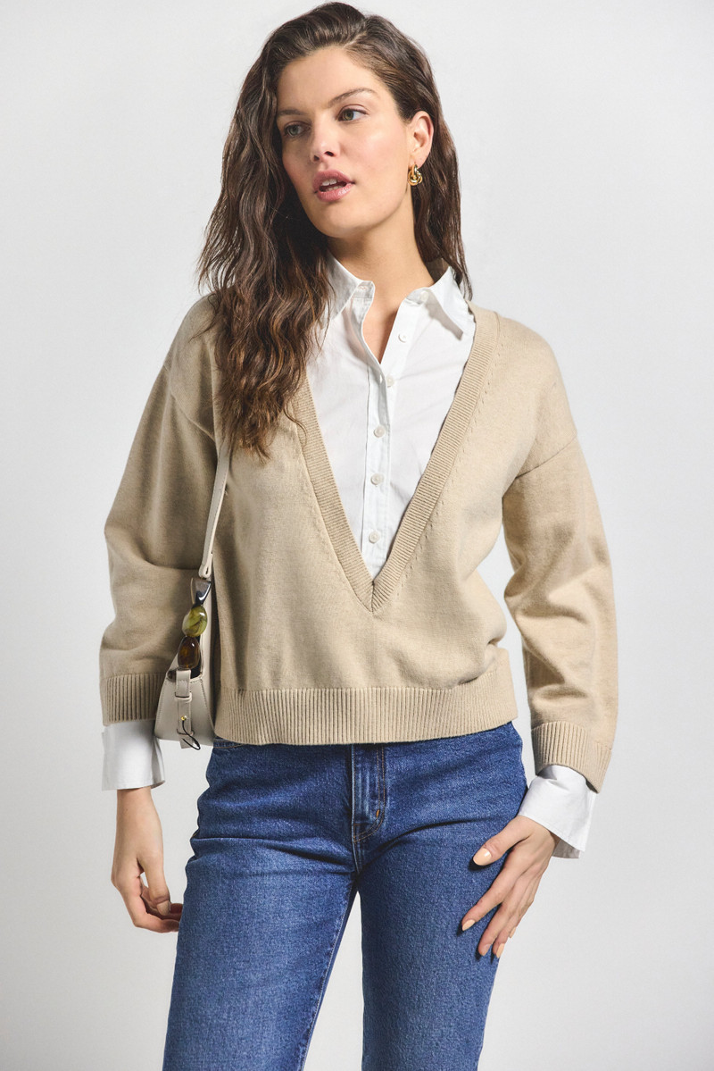 RIDA STRIPED MIXED MEDIA SWEATER 1