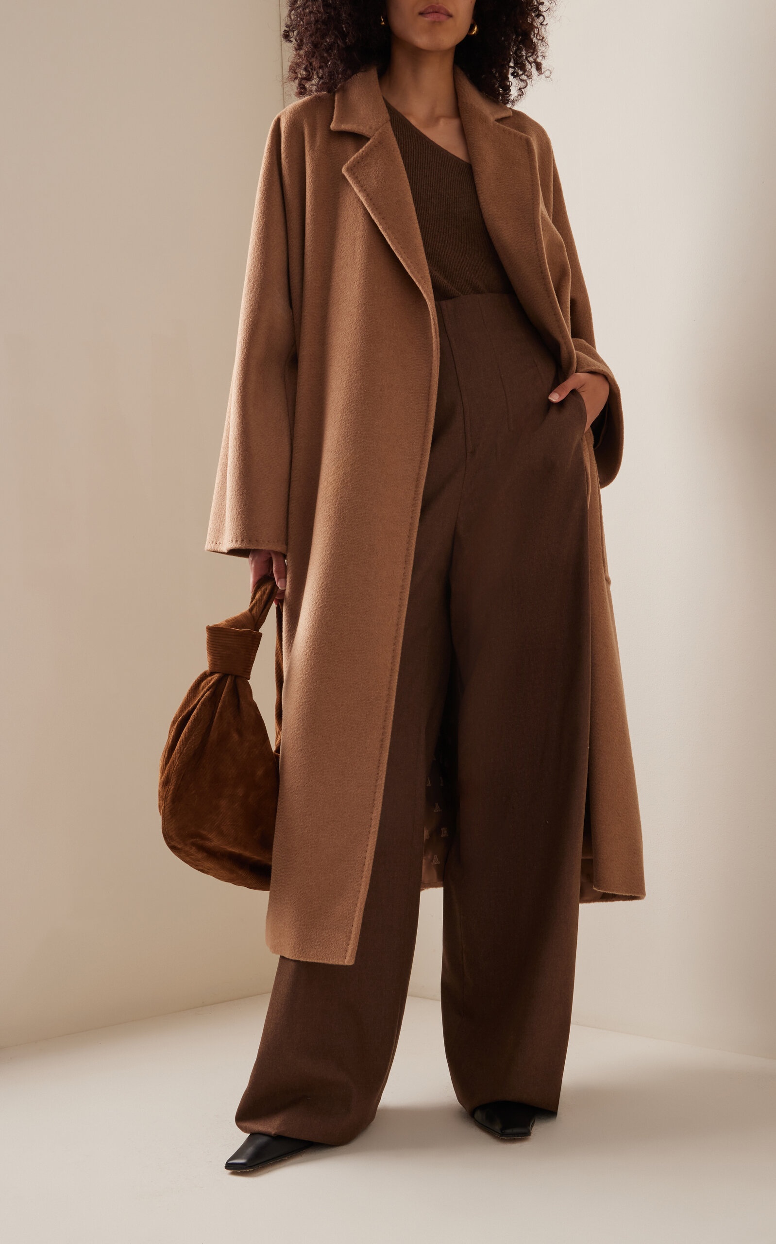 【関税＆送料込み】Max Mara Long Camelwool Coat Max Mara Olea Long Camelwool Wrap Coat tan | modaoperandi