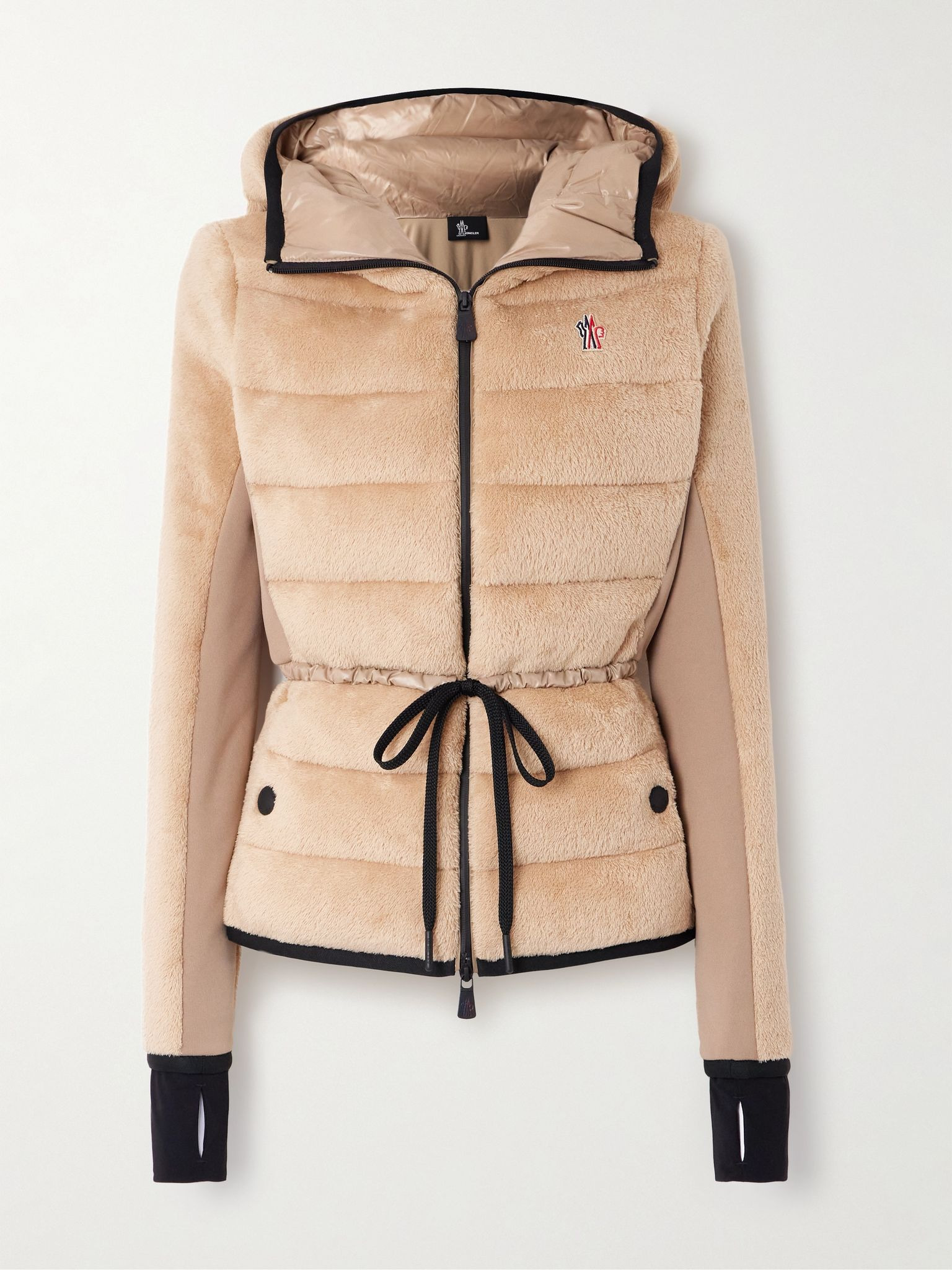 Fleece quilted hooded jacket Beige - 1