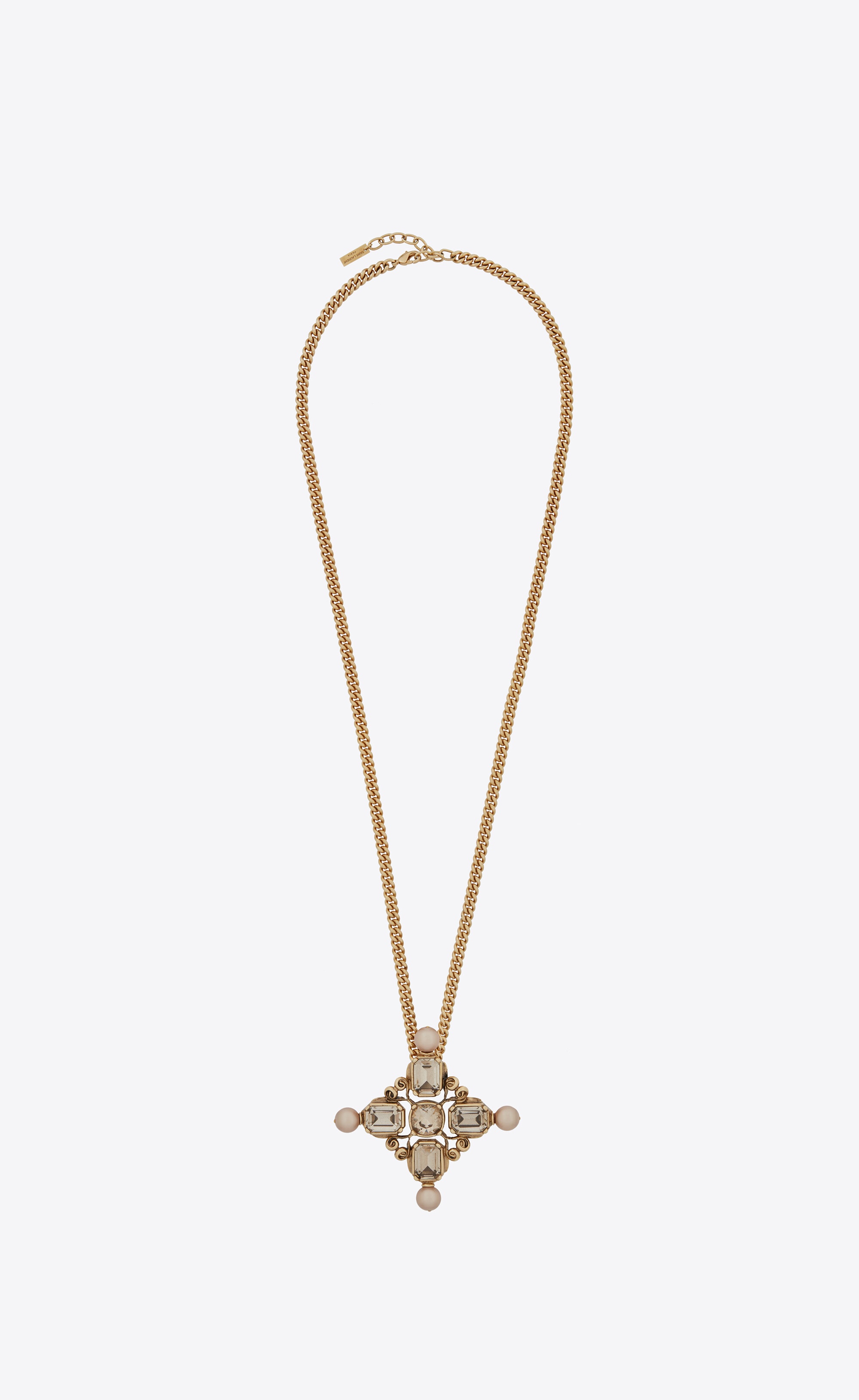 baroque cross charm necklace in metal - 1