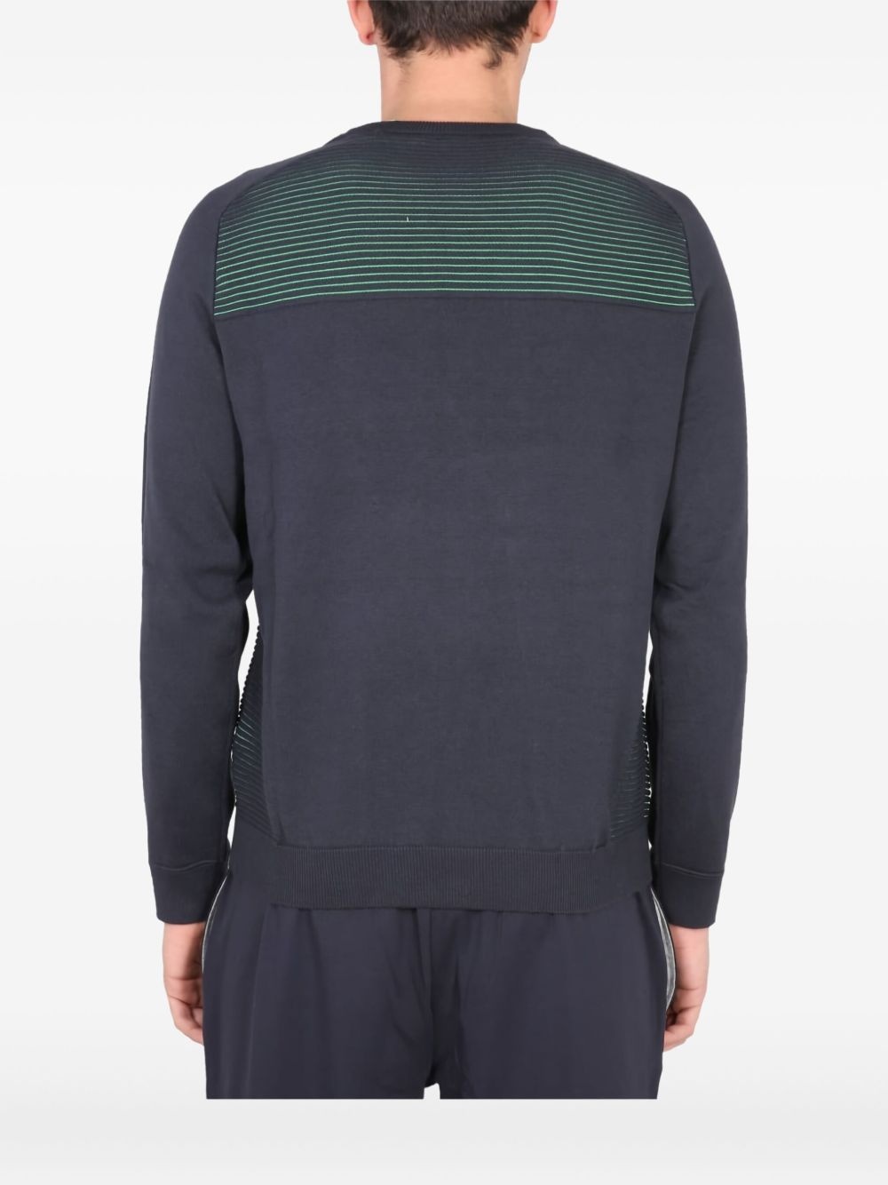 striped-panel crew neck sweatshirt - 3