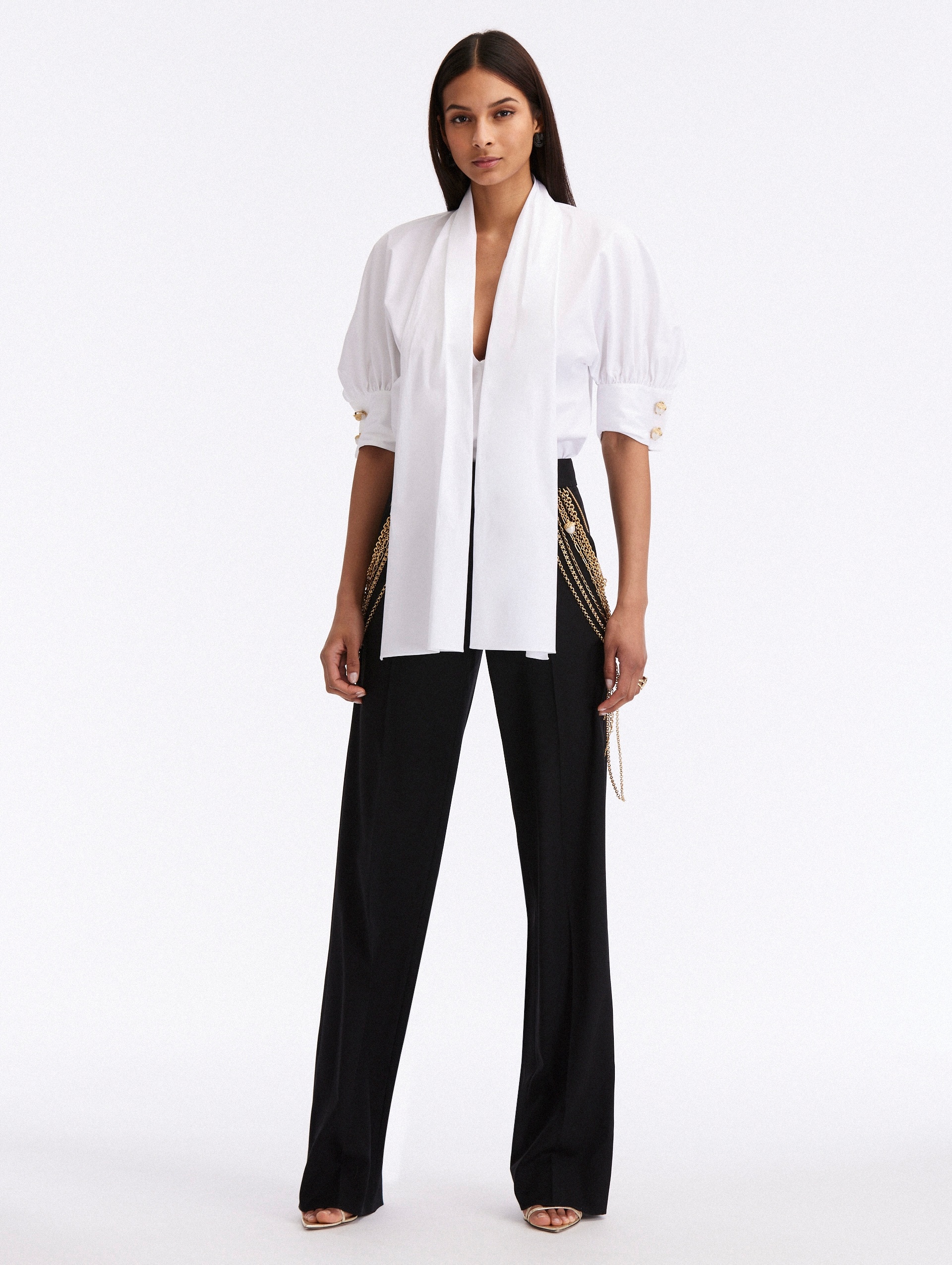 TIE-NECK COTTON BLOUSE - 2