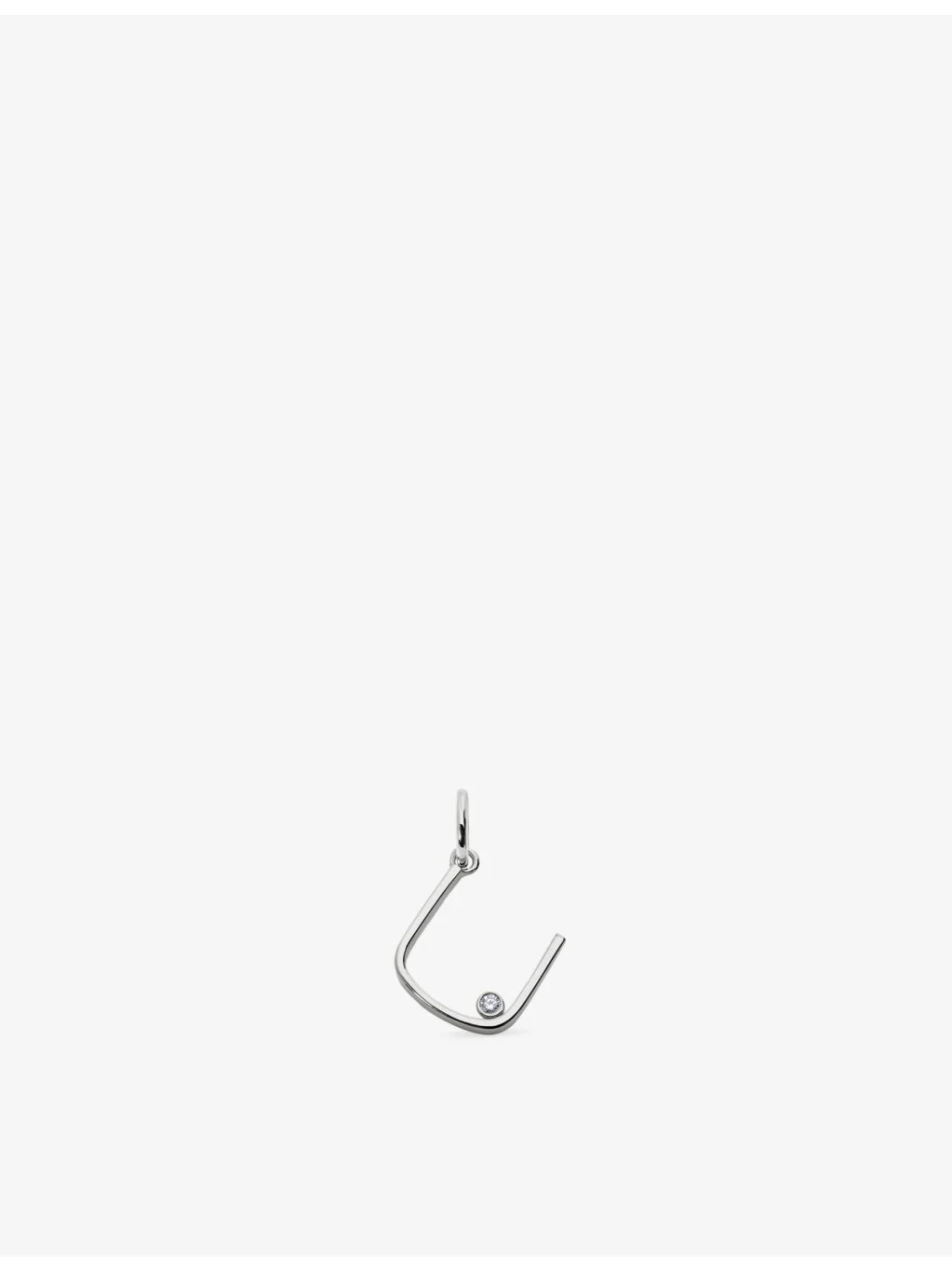 Solitaire Diamond Initial U Sterling-Silver And 0.035ct Lab-Grown Diamond Pendant - 1