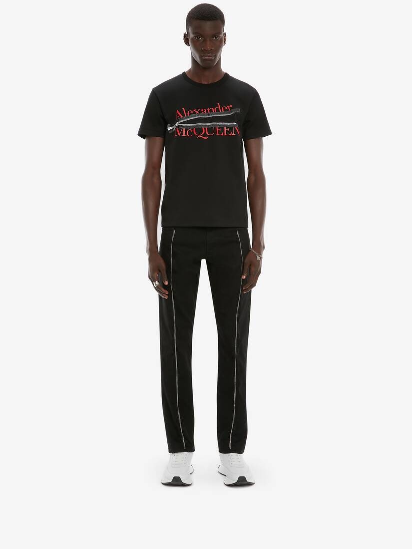 Zip Detail Denim Jeans in Black - 2