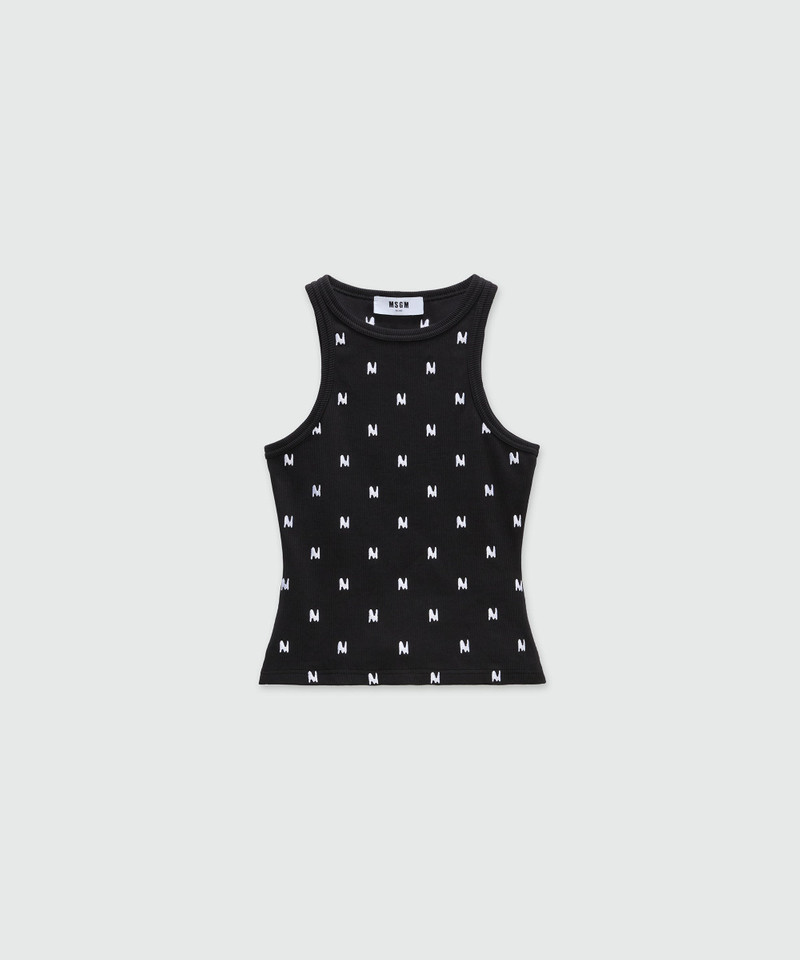Ribbed jersey top with embroidered "TheMwave" logo 1