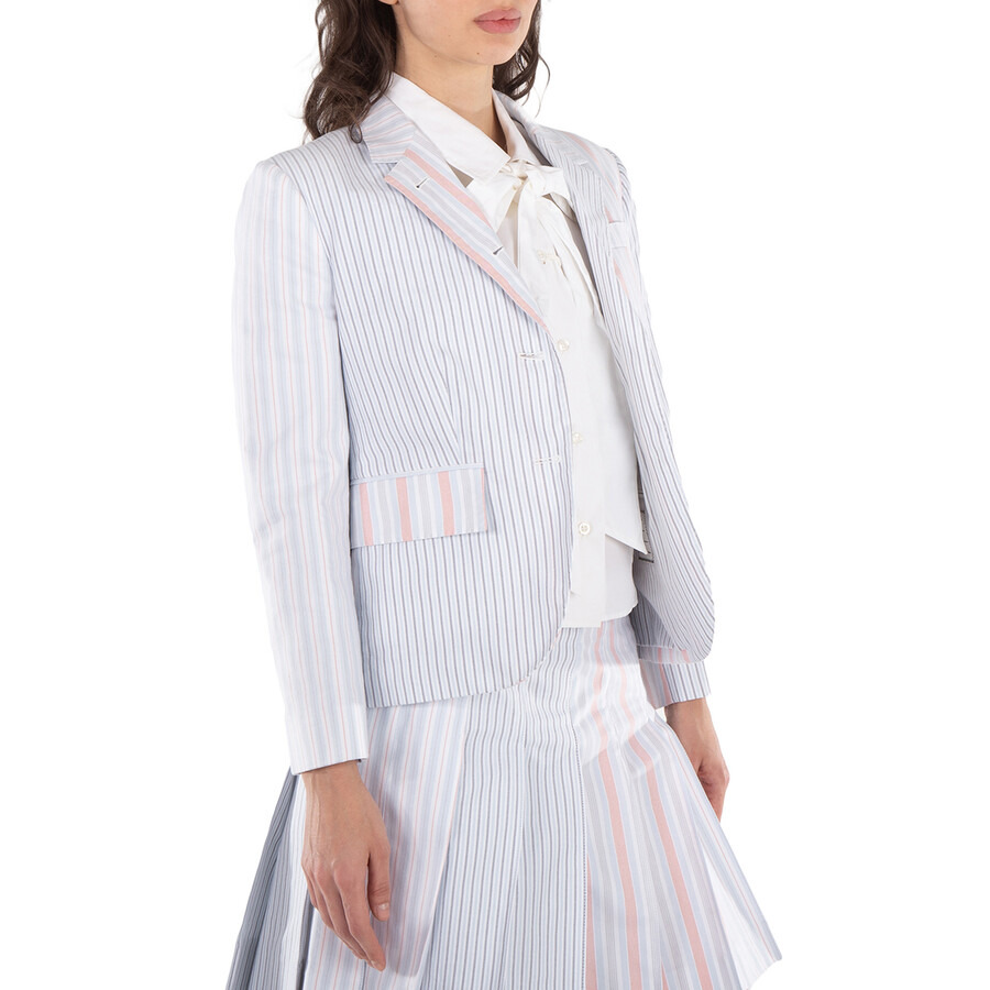 Thom Browne Ladies Patchwork Striped Cropped Blazer - 4