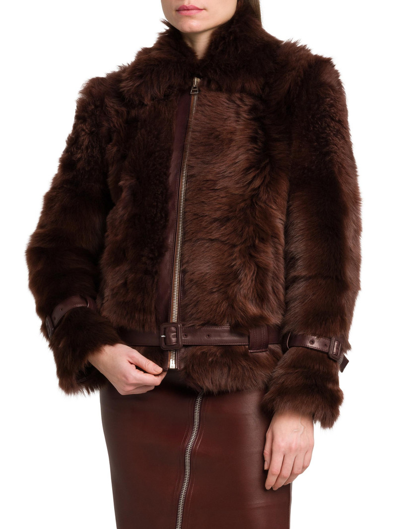 Women's Velour Shearling Zip Jacket - Wood 4