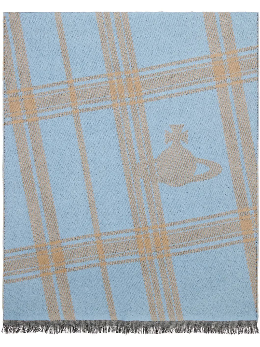 Blue & Beige Wool Scarf - 1