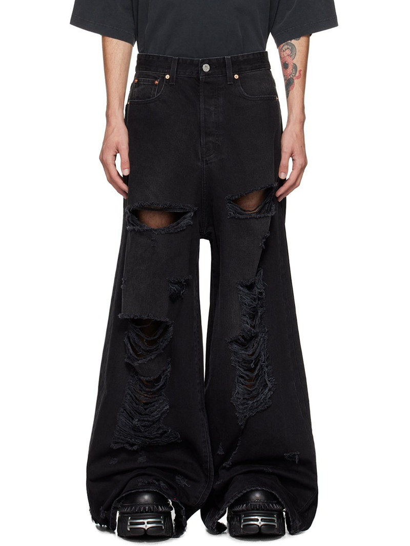 Black Ripped Big Shape Jeans 1