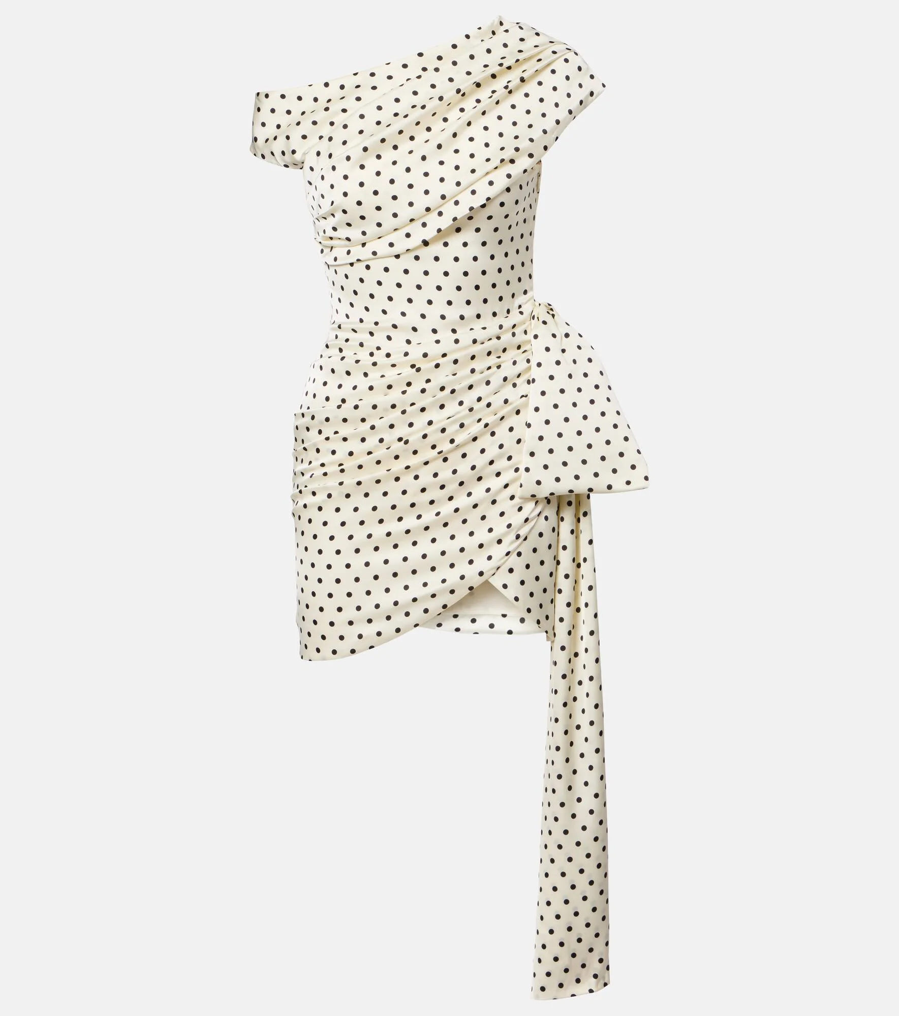 Polka-dot asymmetric draped minidress - 1