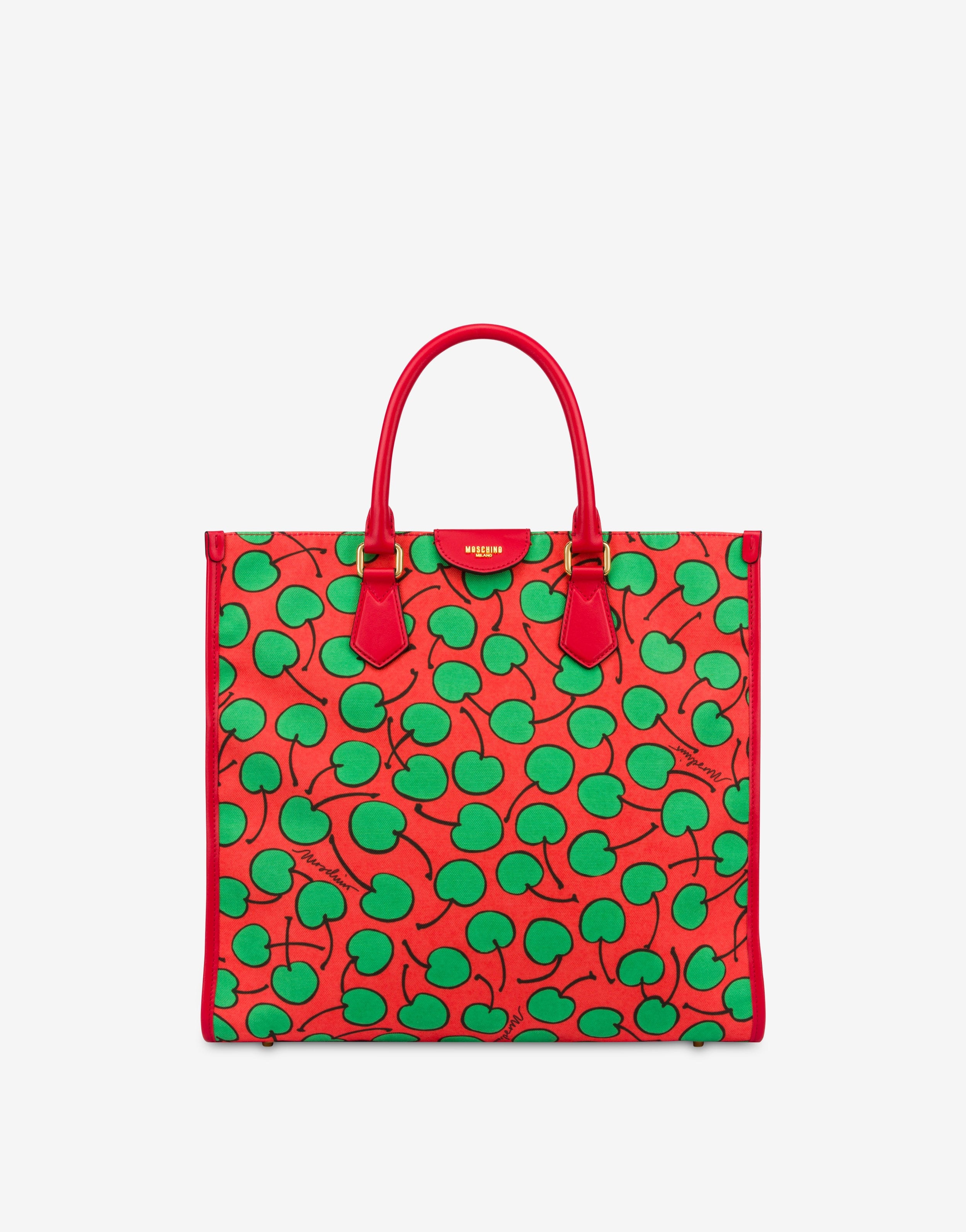 ALL-OVER CHERRY CANVAS SHOPPING TOTE - 1