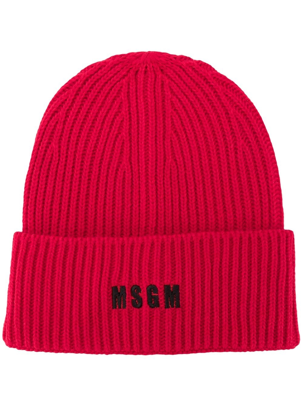 embroidered logo ribbed beanie - 1