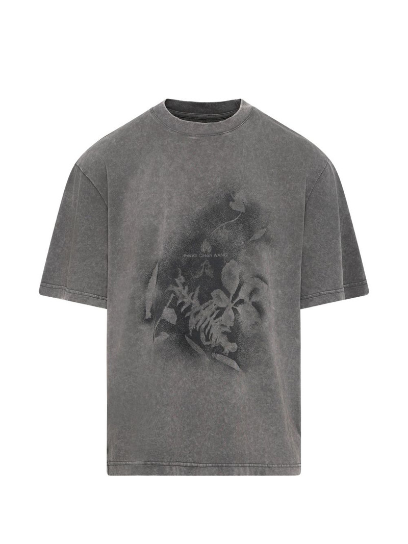 spray-painted plant-motif T-shirt 1