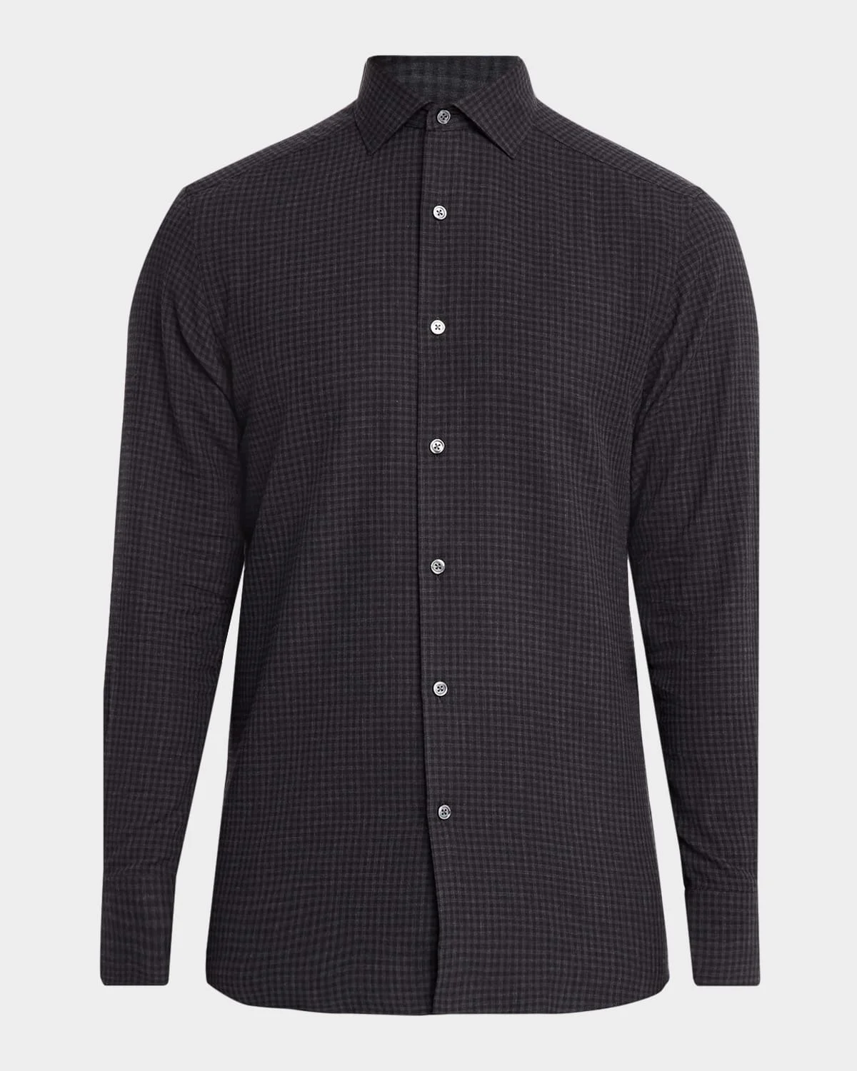 Men's Cotton and Cashmere Check Button-Down Shirt - 1
