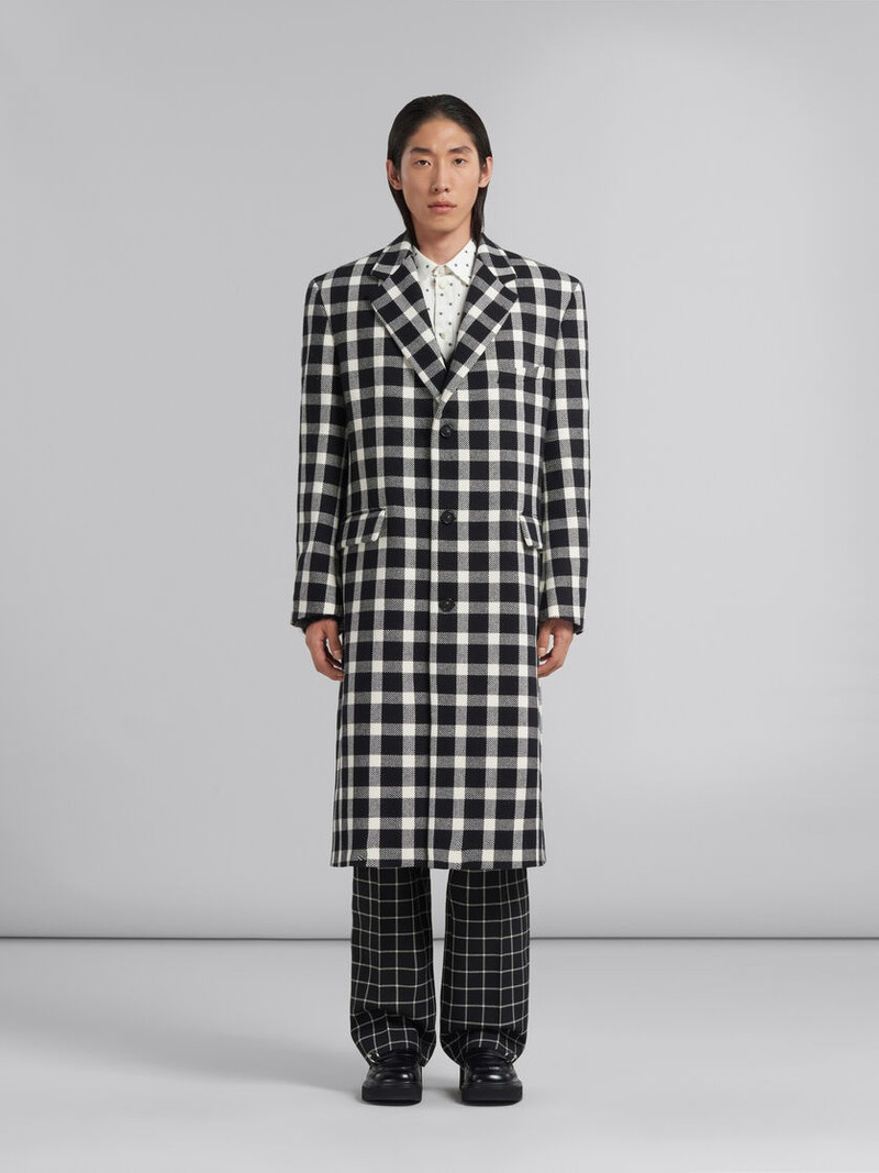 Marni BLACK CHECKED WOOL COAT outlook