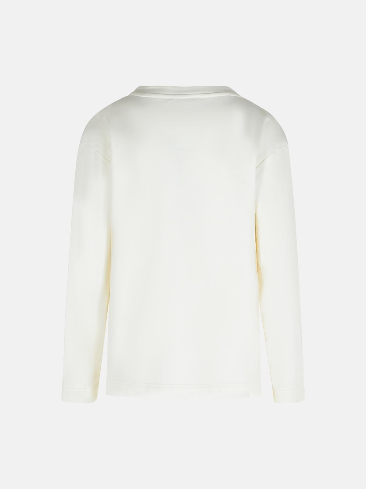 'BERMA' SWEATSHIRT IN WHITE SILK AND COTTON - 3