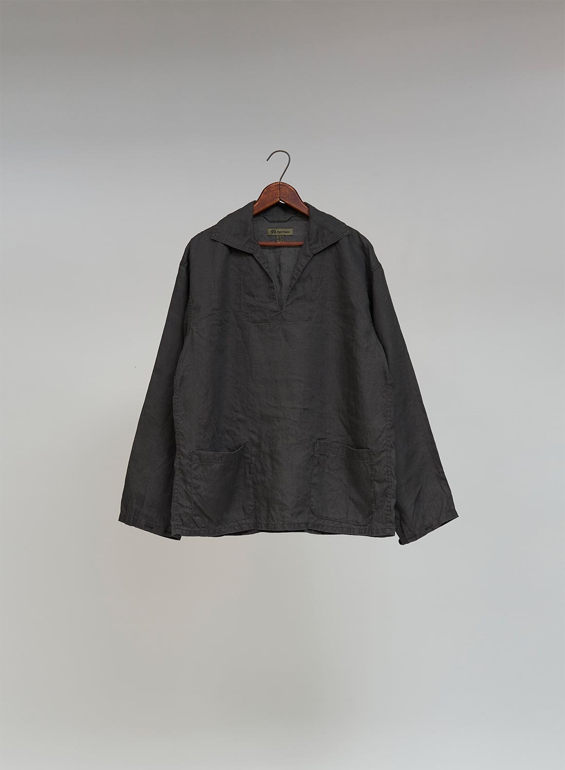 French Pullover Shirt Hemp in Charcoal Grey - 1