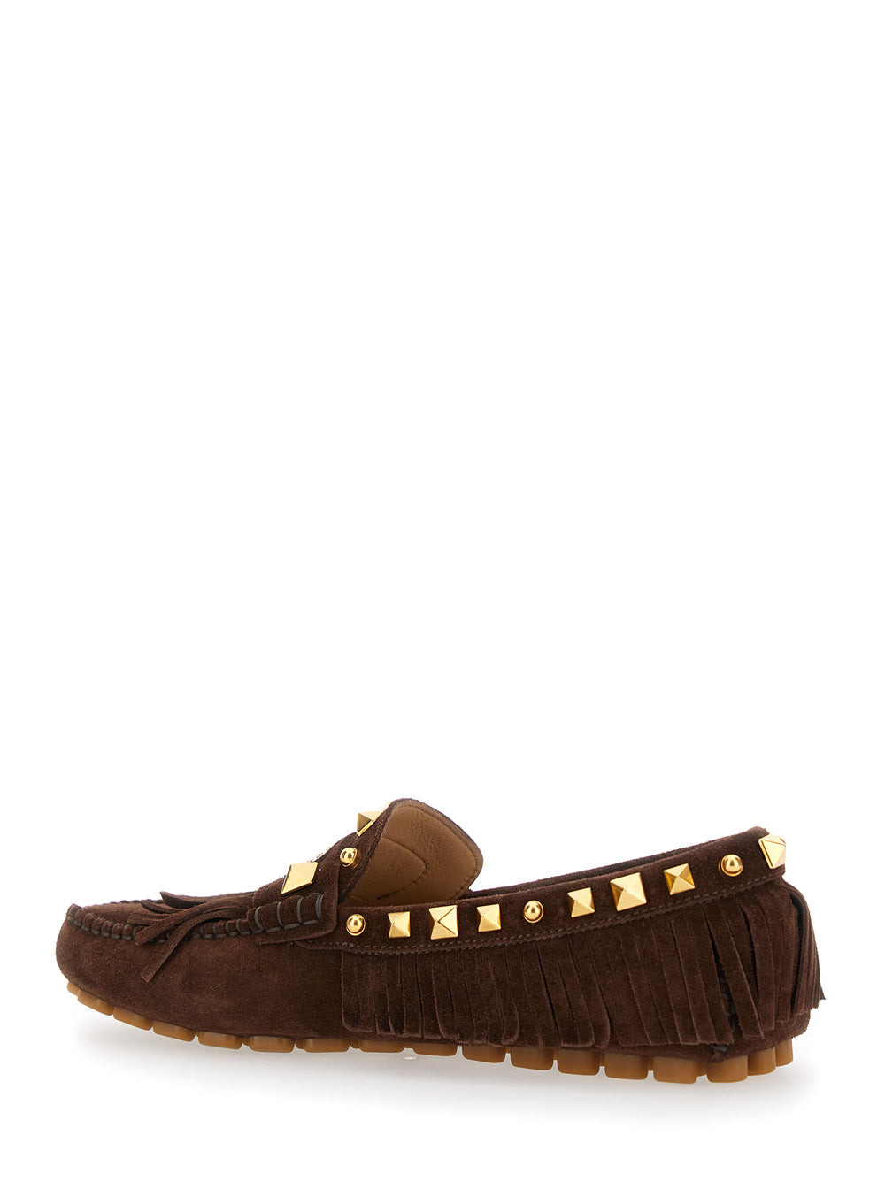 Valentino Garavani Women 'Plaster Caster' Brown Loafers With Vlogo On The Front And Fringed Details  - 3
