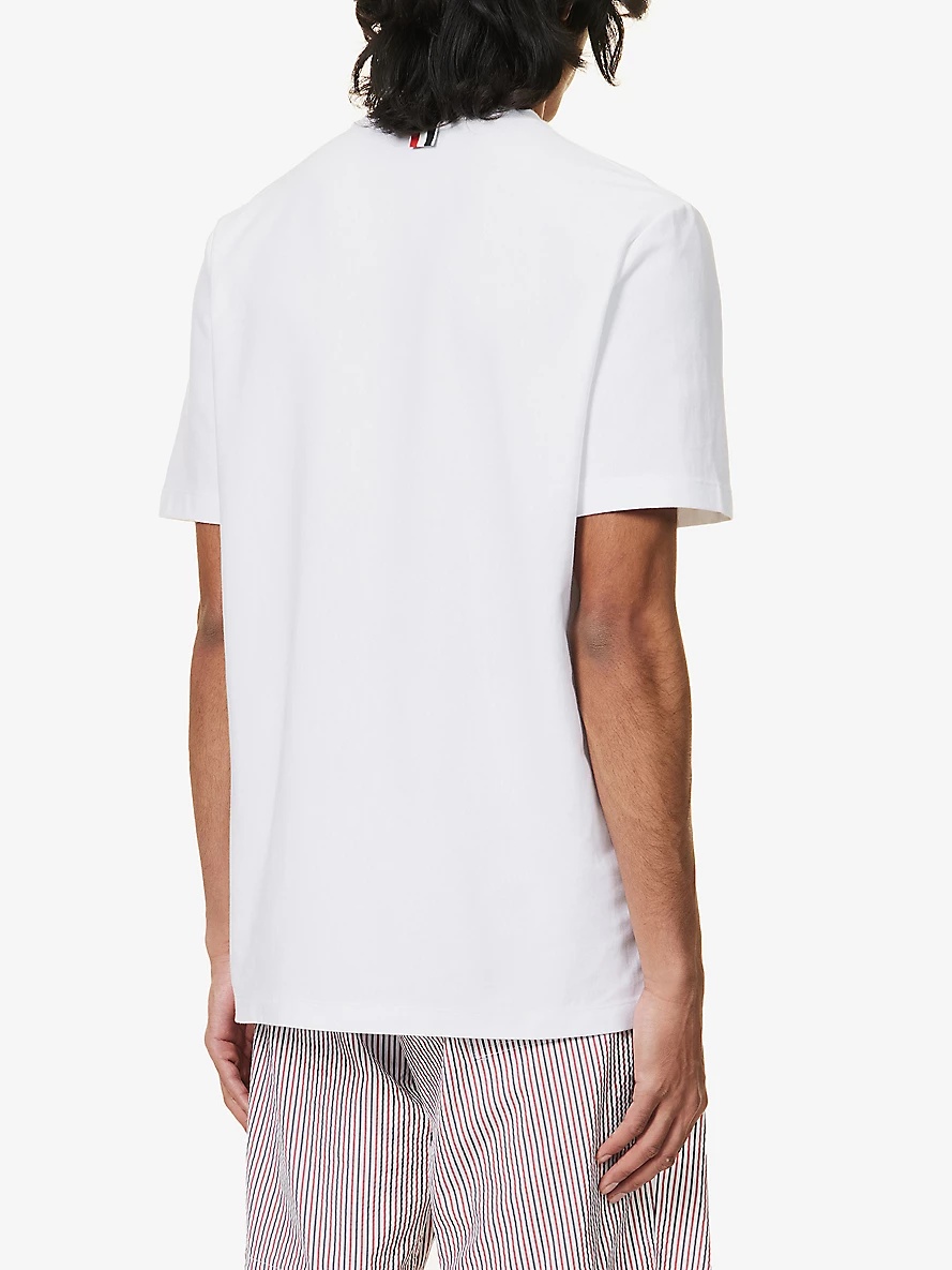 Brand-stripe crewneck cotton-jersey T-shirt - 4