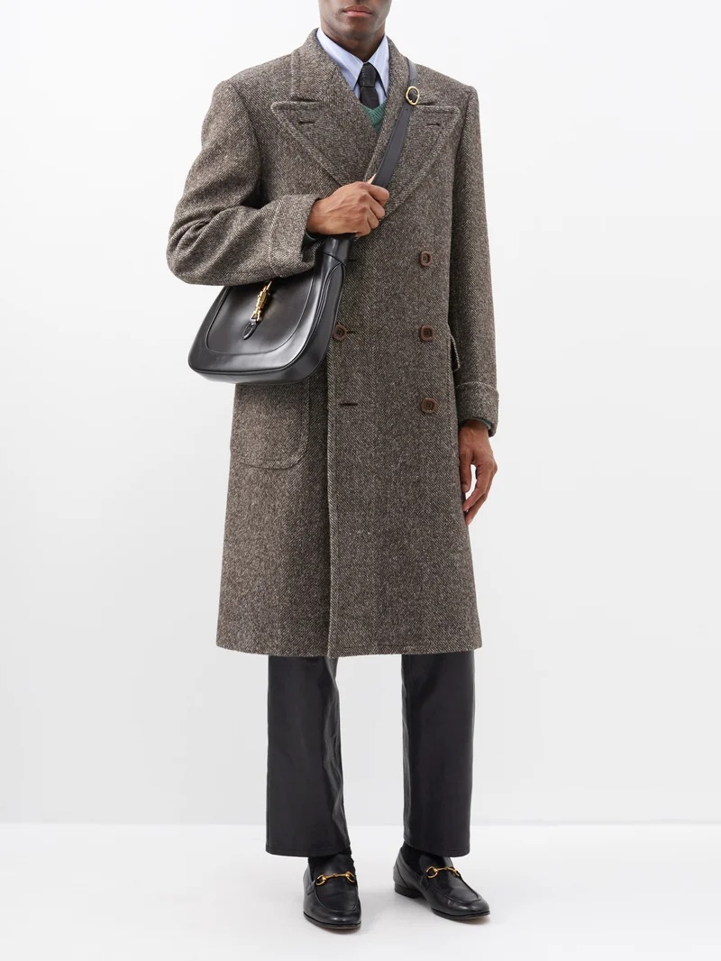 Double-breasted wool-herringbone overcoat - 1