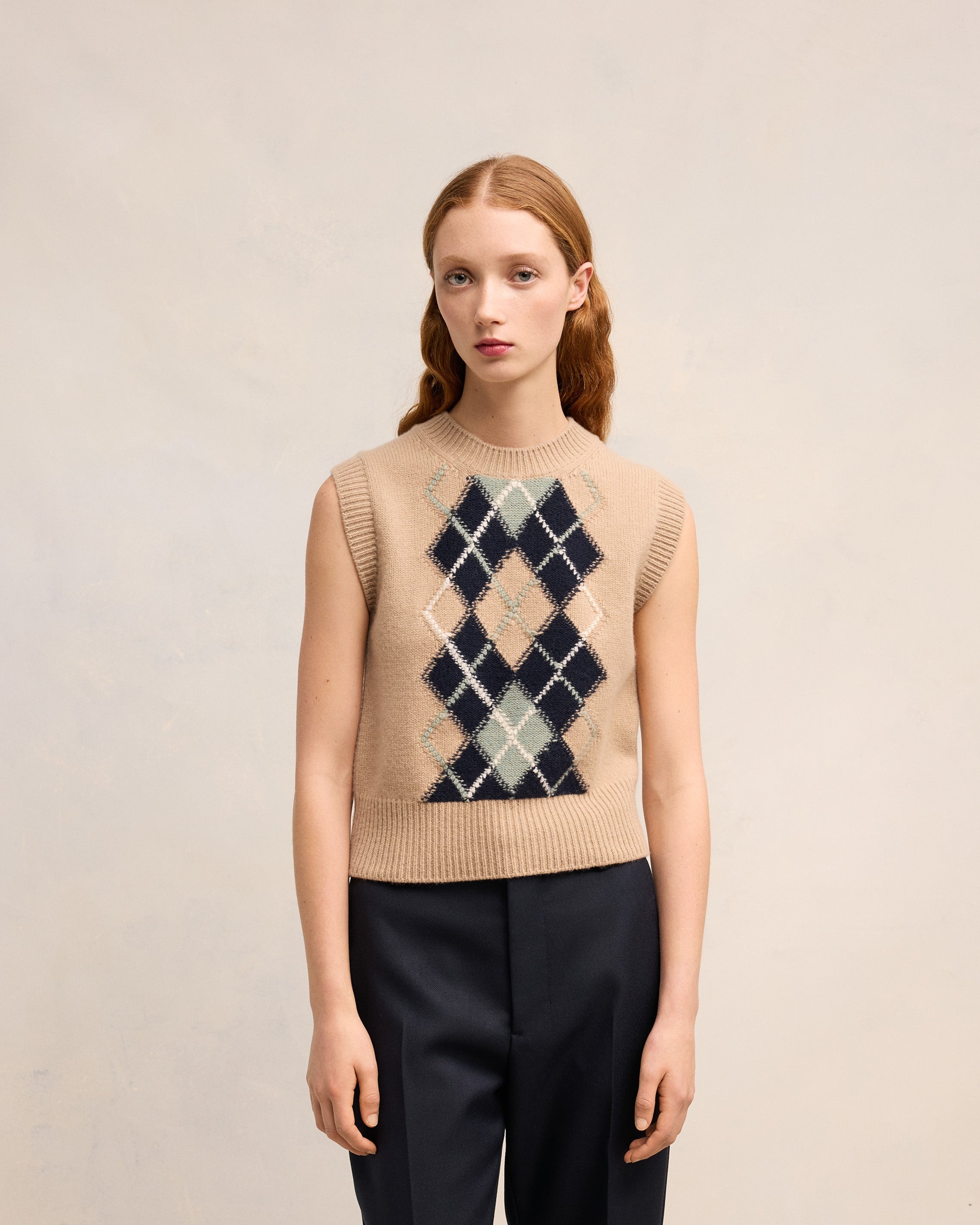 ARGYLE SLEEVELESS SWEATER - 3