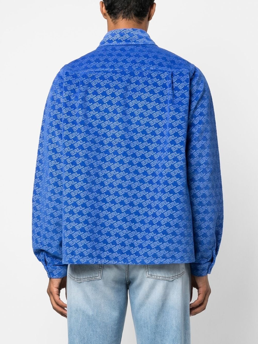 all-over logo print corduroy shirt - 5