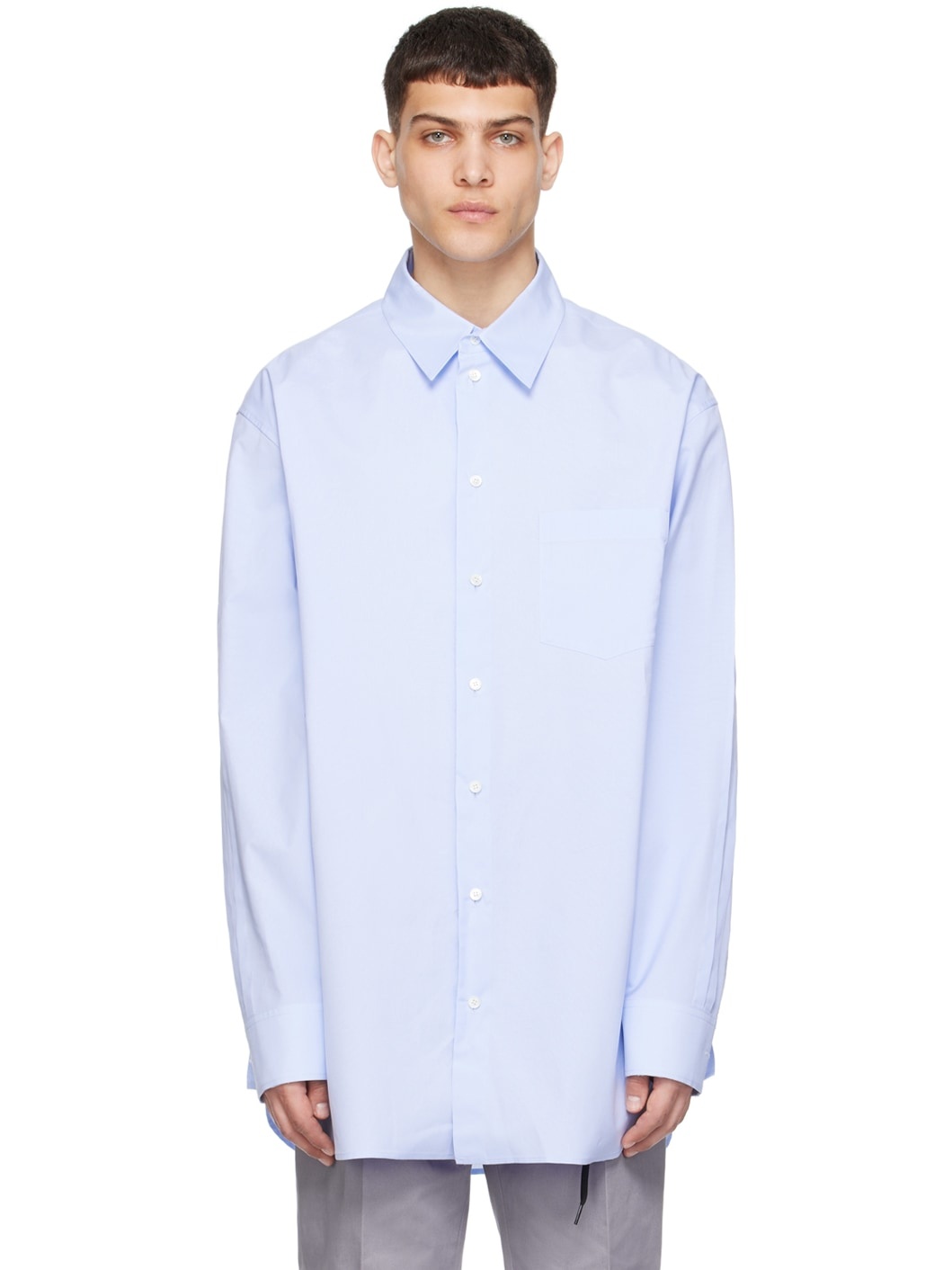 Blue Raw Edge Shirt - 1