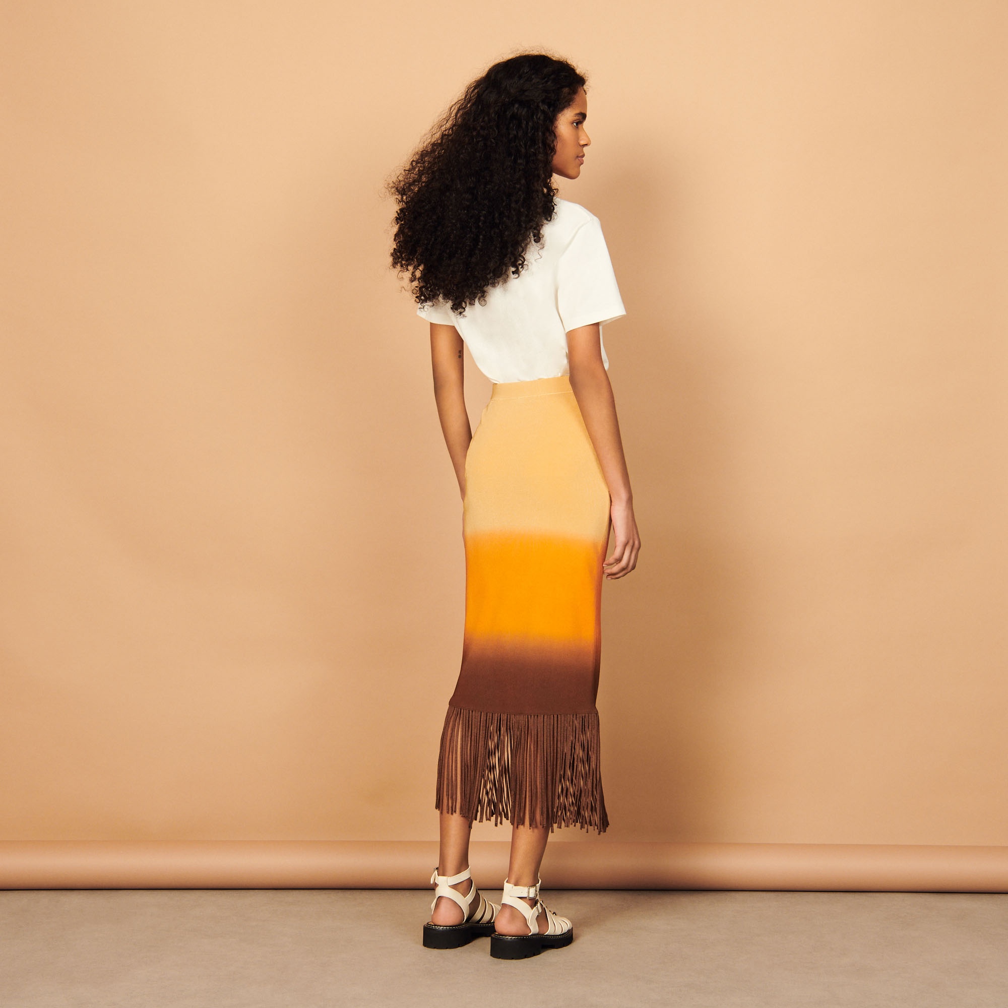 Midi skirt with tie-dye fringing - 3