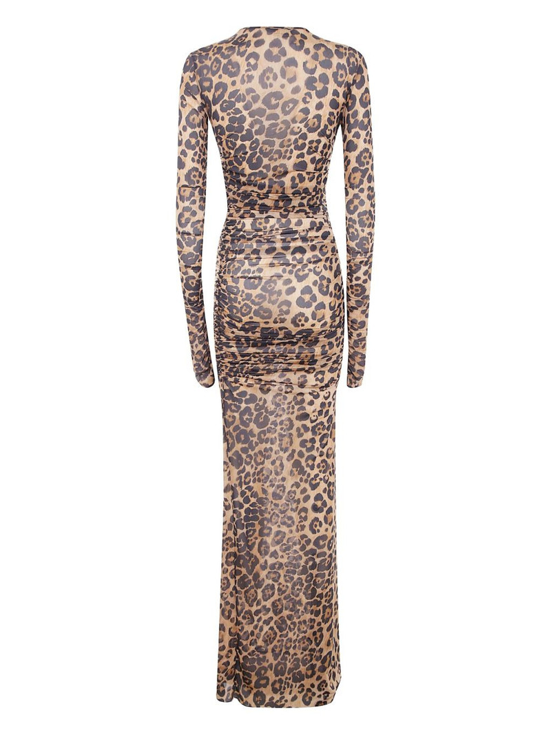 Blumarine leopard-print ruched maxi dress outlook
