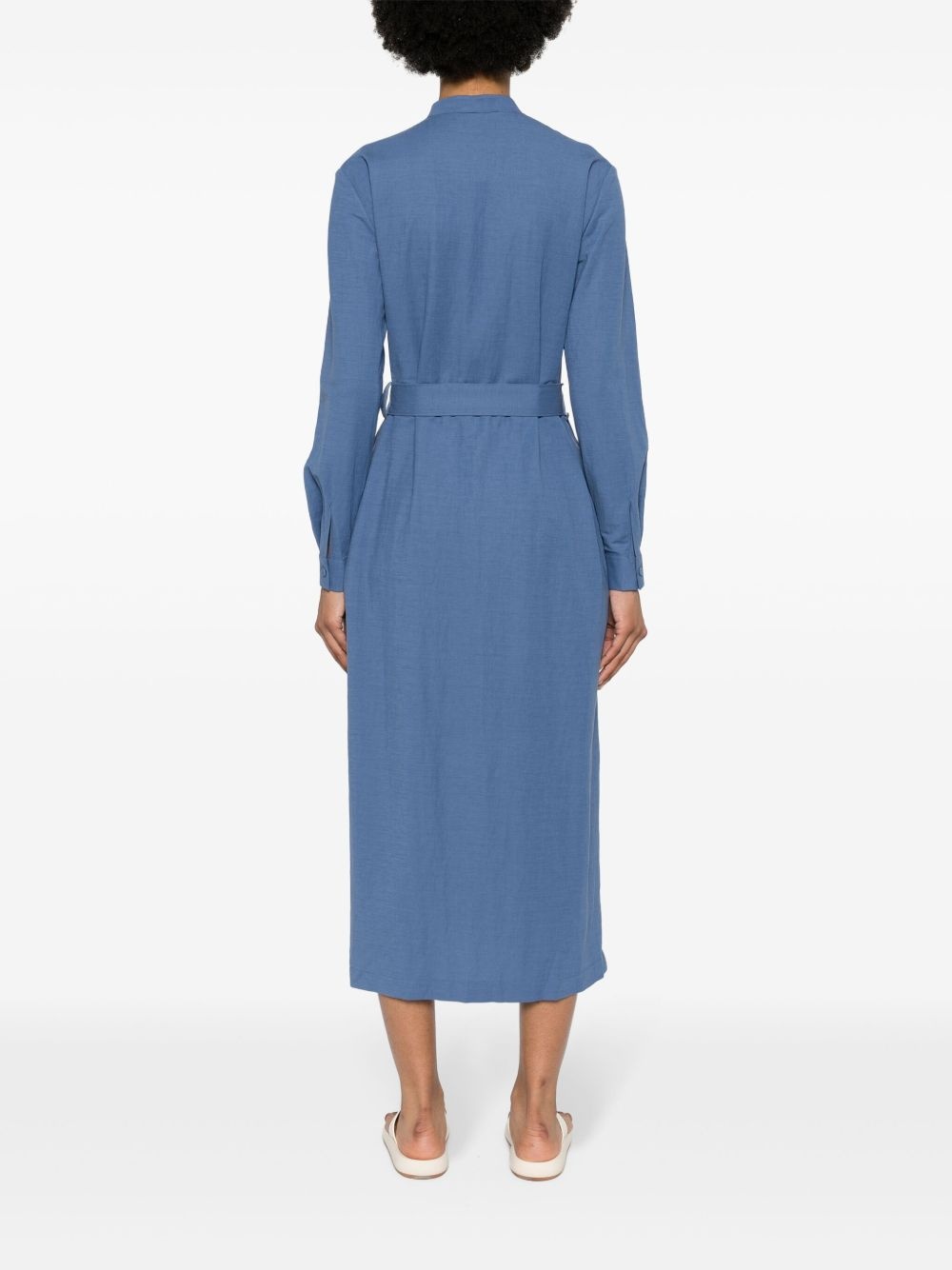belted shirt midi dress - 4