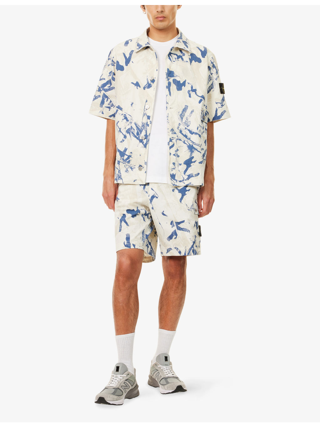 Camo Graphic-Print Logo-Patch Stretch-Cotton Shorts - 2