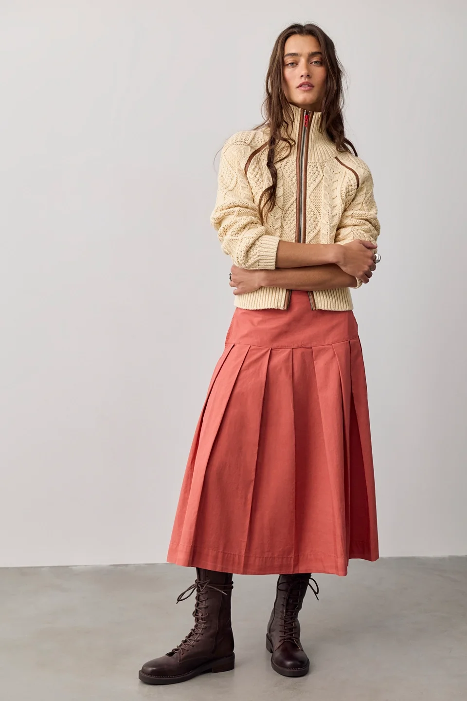 We The Free Skipper Pleated Chino Midi Skirt - 1