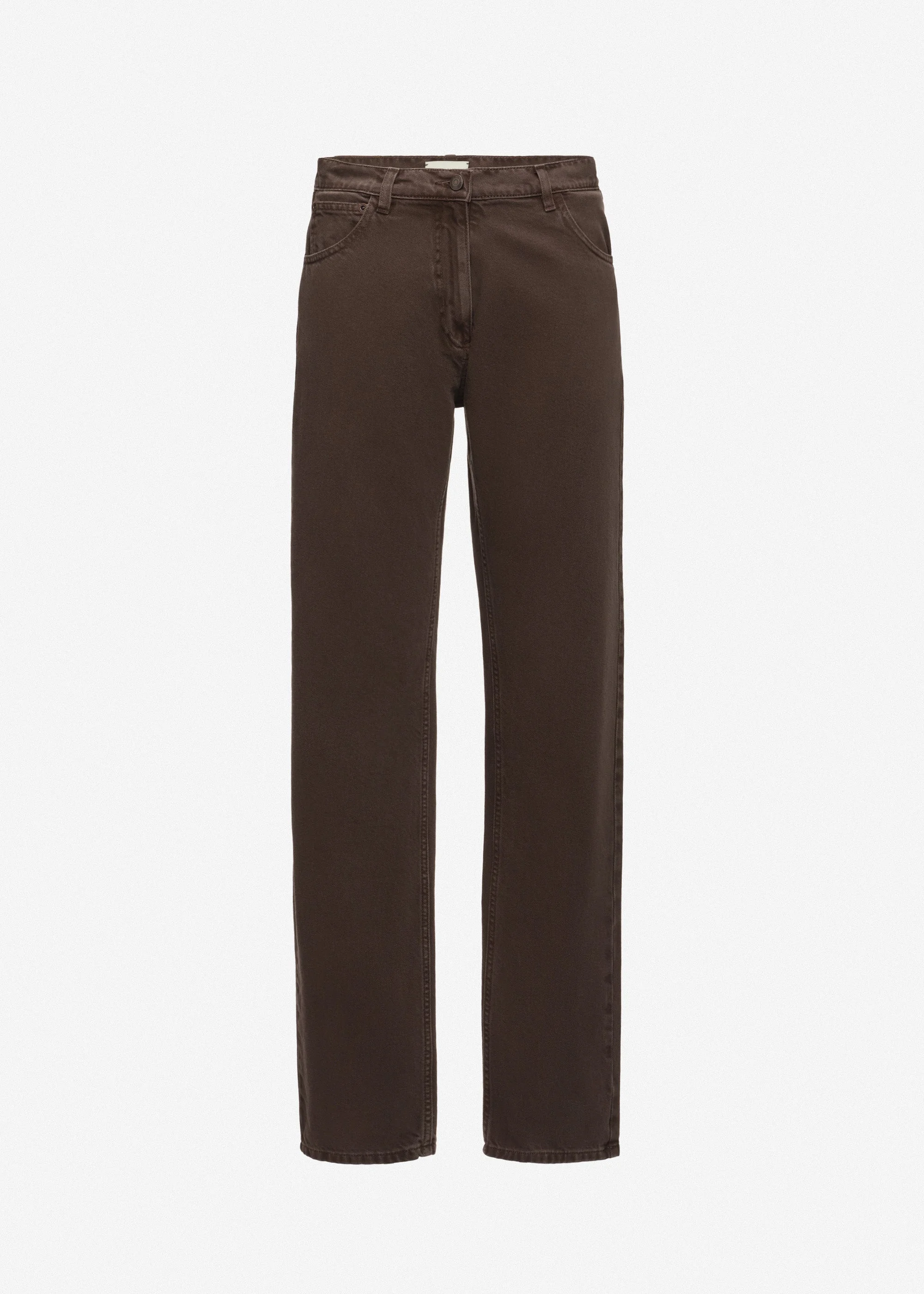 Denim mid-waist straight-leg jeans in brown - 1