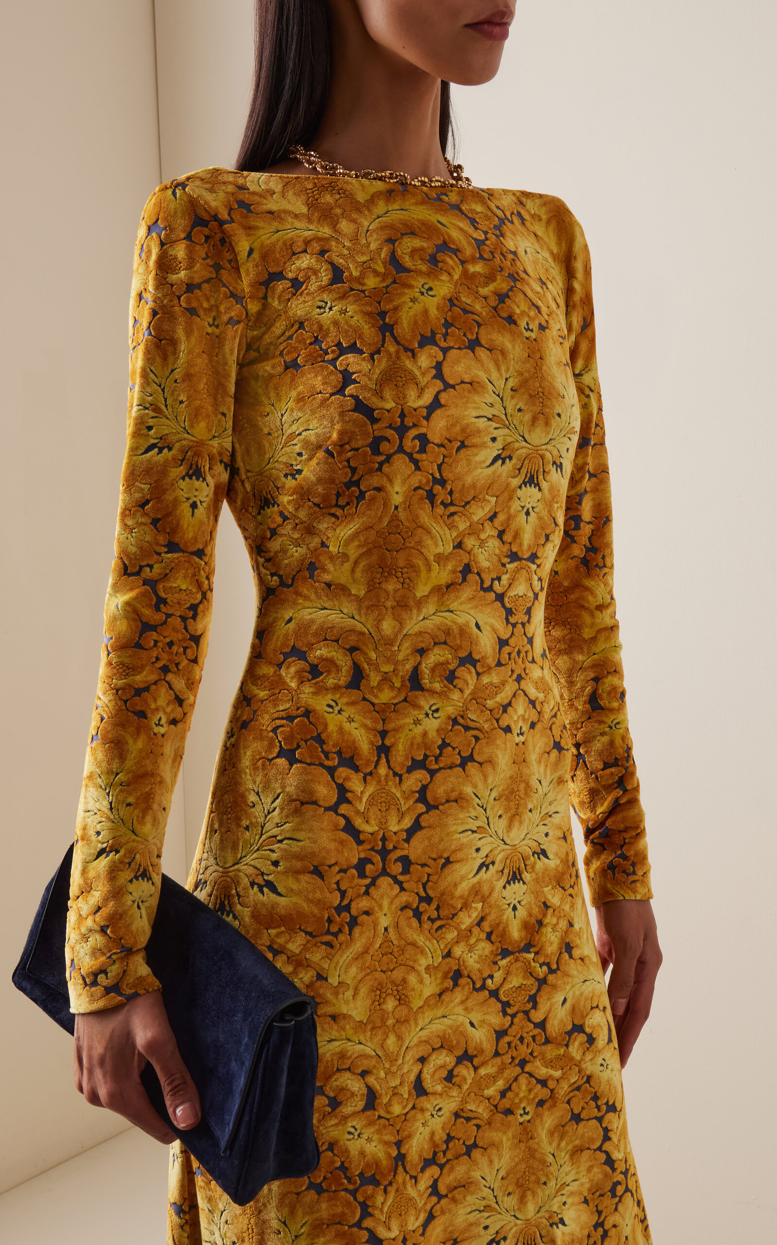 Open Back Jersey Maxi Dress yellow - 3