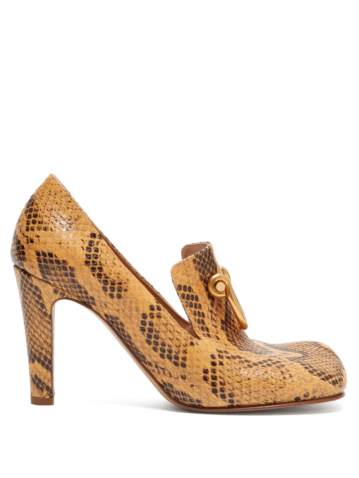 Buckled python-effect leather pumps - 1