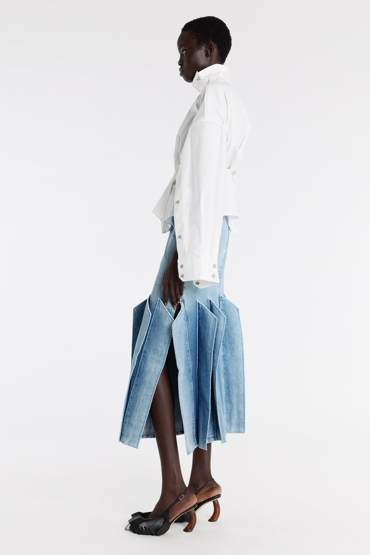 ASYMMETRIC COLLAR SHIRT WHITE - 9