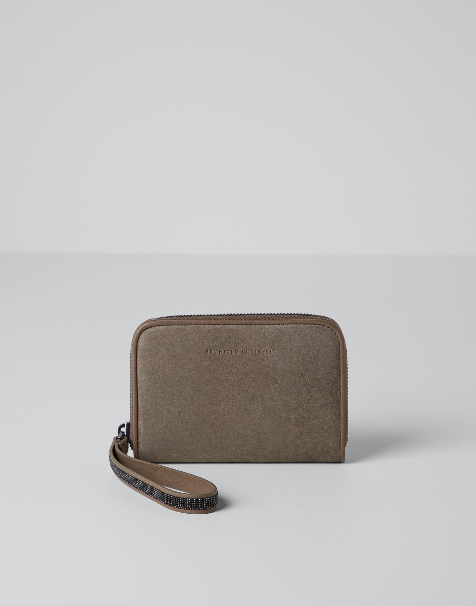 Soft matelassé small wallet in suede with Precious zipper pull - 1