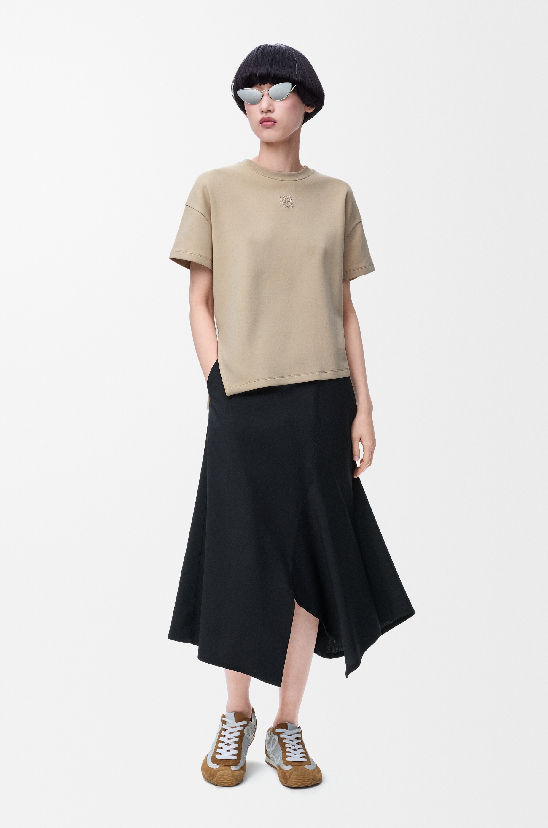 Asymmetric t-shirt in cotton blend - 2