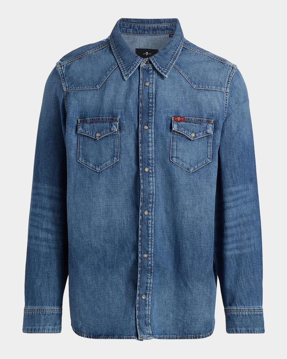 Men's Point Collar Denim Shirt - 1
