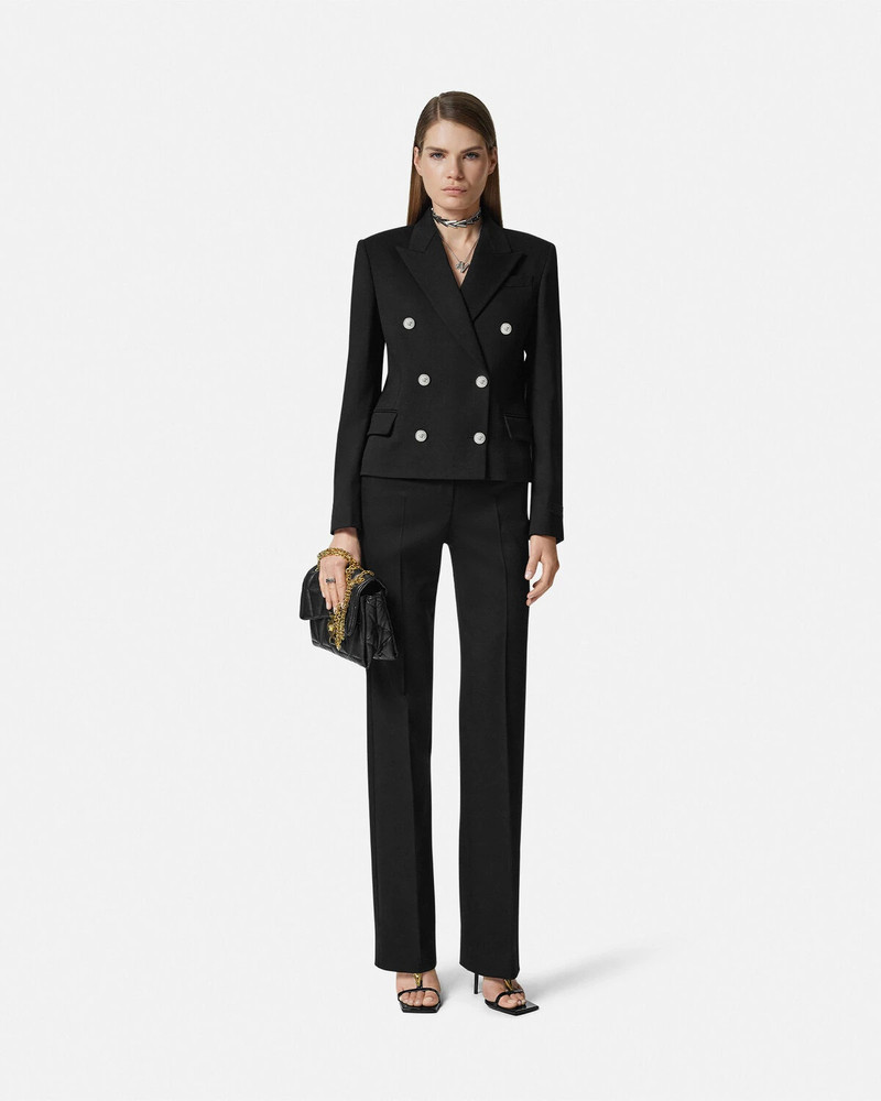 VERSACE Crop Double-Breasted Wool Blazer outlook