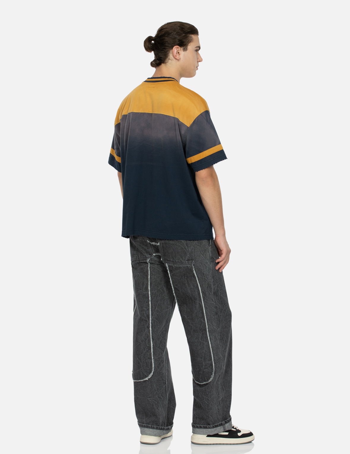 DAICOCK WITH FRINGED EDGES BAGGY FIT WORK JEANS - 3