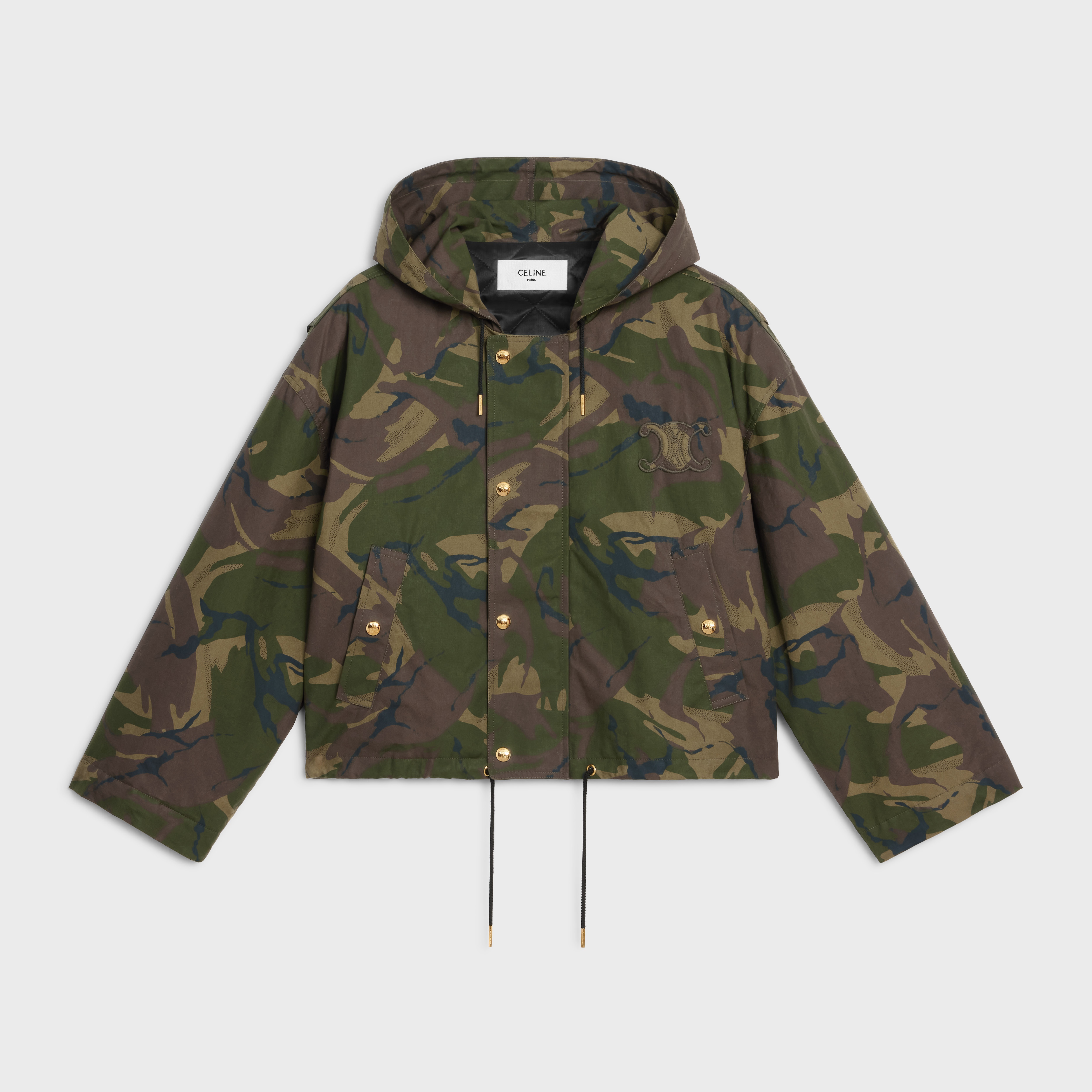 CROPPED PARKA IN CAMOUFLAGE COTTON - 1