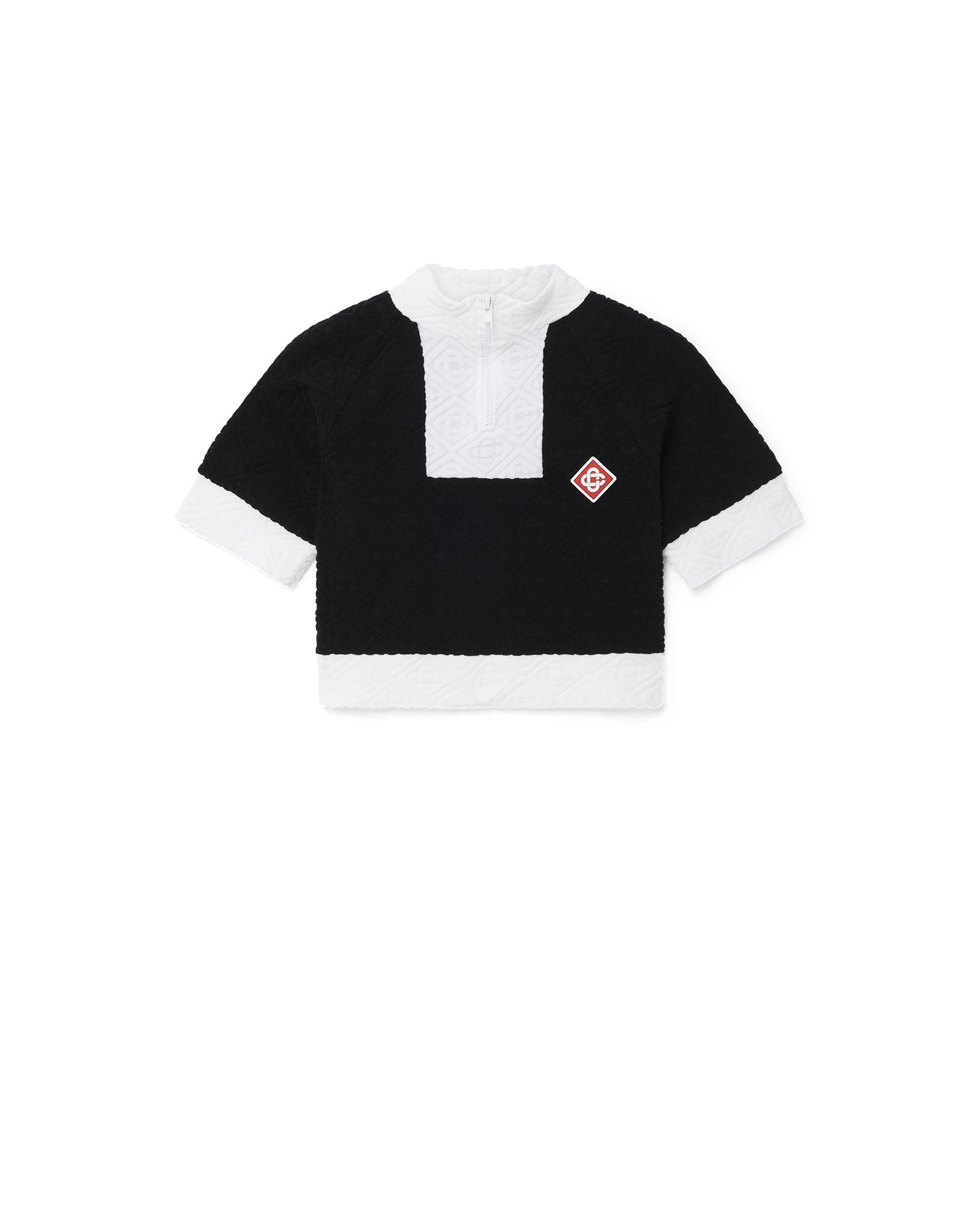 Monogram Textured Cropped T-Shirt - 1